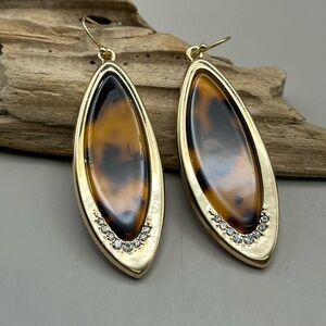 Elegant Gold and Brown Dangle Earrings